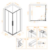 Душевой уголок RGW SV-31B 80x80, квадратный, профиль черный, стекло прозрачное, арт-32323188-14 — фото 8, Квадратные душевые уголки
