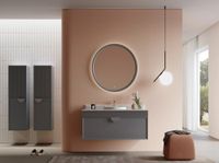 Тумба с раковиной ORKA Molino 100 подвесная, антрацит матовый, 2 ручки в комплекте золото и хром 5004667 — фото 1, Тумбы с раковиной