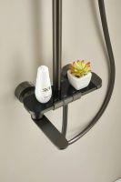 Душевая система с тропическим душем и смесителем BELZ, клавишный переключатель, оружейная сталь, арт-B25713-3 — фото 11, Душевые стойки