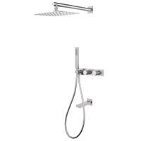 Душевая система ABBER Rund скрытого монтажа с изливом, сатин арт-AF8717SP — фото 1, Встраиваемые душевые комплекты