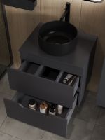 Orange Line тумба с раковиной подвесная 60 см, графит/черный арт-Li-60TugMDF+B07-345B — фото 2, Тумбы с раковиной