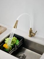 Смеситель для кухни с гибким изливом и режимом душ BELZ , брашированное золото арт-B74810-5 — фото 6, Смесители для кухни