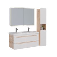 Тумба Lemark OLIVIA 125 см под 2 раковины, подвесная,4 ящика, цвет корпуса: Дуб кантри, цвет фасада: арт-LM08OL125T — фото 6, Тумбы под раковину