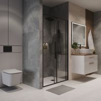 Дверь в нишу Niagara Nova NG-84-13AB (130х195) черный матовый,стекло прозрачное,дверь раздвижная,1 место — фото 5, Раздвижные душевые двери