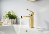 AQ1210BG ОБЕРОН смеситель для раковины 98, без донного клапана, шлиф. золото — фото 1, Смесители для раковины