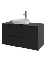 Orange Line Li-100TubMDF+B07-500W тумба с раковиной подвесная 100 см, черный/белый Li-100TubMDF+B07-500W — фото 6, Тумбы с раковиной