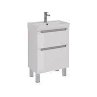 Тумба Lemark BUNO 60 см под 1 раковину, подвесная/напольная, 2 ящика, цвет планки: Серый, цвет корпу арт-LM04B60T — фото 4, Тумбы под раковину