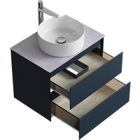 Подвесная тумба с двумя ящиками 65 см, цвет серый со столешницей серый камень и наставным умывальником арт-GE01652GRM+STG662X476GS — фото 2, Тумбы с раковиной