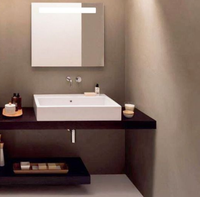 Раковина GLOBO T-EDGE подвесная или на столешницу с одним отверстием и двумя намеченными цвет белый арт-B6R51BI — фото 2, Раковины накладные