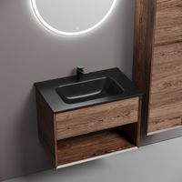 Тумба подвесная SANCOS Marmi 1.0 690х445х520 c одним ящиком оснащенным доводчиками скрытого монтажа и открытой нишей, дуб чарльстон, арт. арт-MR1.070ECH — фото 9, Тумбы под раковину