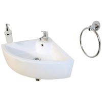 Раковина угловая закругленная GS, 48x48x15 cm, белая керамика 32267 — фото 15, Раковины