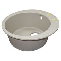 Кухонная мойка AZARIO Sivas 480х480х197 кварцевая, круглая, сифон в комплекте, цвет Песочный арт-CS00097655 — фото 1, Кухонные мойки