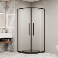 Душевой уголок RGW SV-53B 80x80, полукруглый, профиль черный, стекло прозрачное/6 мм, арт-06325388-14 — фото 2, Душевые уголки четверть круга