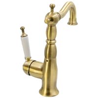 OXFORD См-ль д/раковины моноком., донный клапан "click-clack", ручка белая, бронза арт-19094 — фото 3, Смесители для раковины