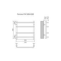 Полотенцесушитель водяной AZARIO FERRARA 500/500 4 секций, нижнее/диагональное подключение, 1/2", хром арт-AZ09155 — фото 4, Водяные полотенцесушители