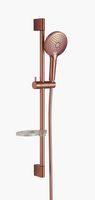 AQM8101BG Душевой гарнитур H=790мм, Ø120 мм, 3 режима, мыльница, шланг 1500мм, медь шлифованная арт-AQM8101BC — фото 1, Душевые гарнитуры на штанге