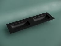 Раковина накладная мебельная Grace прямоугольная 1610x457x137 с двумя чашами и отверстиями под смеситель цвет черный матовый арт-CN7023MB — фото 2, Раковины накладные