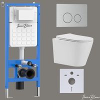 Комплект 3в1 IBERICA BLANCA инсталляция SILENCIO, унитаз BURGOS ALTO белый, кнопка смыва INOX-O хром матовый (IB001.BRA.231.8132) — фото 1, Комплекты унитаз + инсталляция