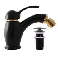 L045.5KCMATZ LABE - смеситель для биде, донный клапан металл, ЦВЕТ ЧЕРНЫЙ МАТОВЫЙ/ЗОЛОТО — фото 1, Смесители для биде