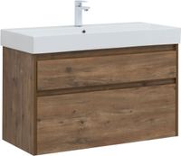 Тумба под раковину Aquanet Nova Lite 100 (SLIM SYNERGY) дуб рустикальный, 2 ящика арт-00249957 — фото 1, Тумбы под раковину