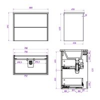 Тумба под раковину подвесная La Fenice Tesoro FNC-01-TES-DKK-80-2, коричневый — фото 2, Тумбы под раковину