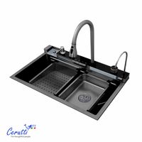Многофункциональная мойка GLORIA II nano black (серая) из нержавеющей стали, кухонная (750х460х230) Ceruttispa арт-CT10356 — фото 5, Кухонные мойки