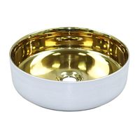 Раковина-чаша Azario 355х355х120 накладная, круглая, белый, золото арт-AZ-3134-ST-WG — фото 3, Раковины накладные