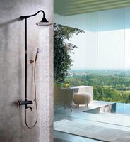 Prime Смеситель для ванны-душа, пов.излив 196мм'Троп.дождь', р/ОД, черный/роз.золото, LM, арт-LM6162BRG — фото 1, Смеситель для ванны