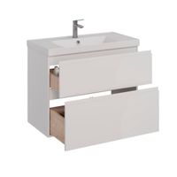 Тумба Lemark VEON 90 см под 1 раковину, подвесная/напольная, 2 ящика, цвет корпуса, фасада: Белый гл арт-LM01V90T — фото 1, Тумбы под раковину