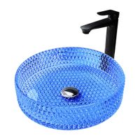 Раковина накладная стеклянная ABBER Glas AK2301DB синяя — фото 1, Раковины накладные