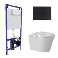 Комплект BERGES: инсталляция NOVUM кнопка L5 Soft Touch черная, унитаз VITA Rimless 49 см, сиденье дюропласт микролифт, быстросъём арт-043372 — фото 9, Комплекты унитаз + инсталляция