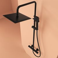 Душевая стойка SANCOS KANEDO с термостатом с верхним душем 248x248 мм ручным душем 110 мм 4 режима черный матовый арт-SC7100MB — фото 2, Душевые стойки