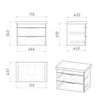 Тумба подвесная "ФОРТА-70 см" с 2-я ящ. темный дуб (ум.Фостер-70) арт-1070032 — фото 1, Тумбы под раковину