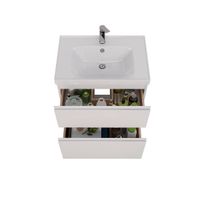 Тумба Lemark VEON 70 см под 1 раковину, подвесная/напольная, 2 ящика, цвет корпуса, фасада: Белый гл арт-LM01V70T — фото 2, Тумбы под раковину