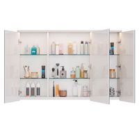 Шкаф зеркальный Lemark ZENON 120х80 см 3-х дверный, с козырьком-подсветкой, с розеткой, цвет корпуса арт-LM120ZS-Z — фото 2, Зеркальные шкафы в ванную