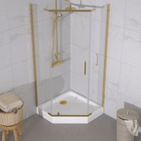 ДО "Дека-Голд", 100х100, пятиуг., низ. подд. (3 места+сифонD90мм) арт-Щ0000073924 — фото 4, Душевые уголки трапеция