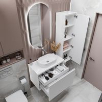 Тумба подвесная "КРИСТАЛЛ-80 см" с 1 ящ. белая глянец 108045 — фото 4, Комоды и тумбы для ванной комнаты