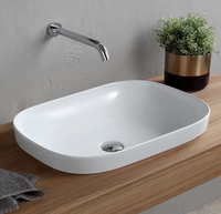 Раковина Scarabeo GLAM полувстраиваемая без перелива без отверстий цвет белый арт-1805 — фото 1, Раковины накладные