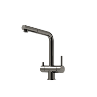 Смеситель для кухни SANCOS Spin с поворотным и вытяжным изливом, c краном для фильтрованной воды, цвет вороненая сталь, арт. SC4015GG — фото 1, Смесители для кухни
