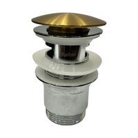 Товар: Донный клапан с переливом для раковины Raiber RPG-50, матовое золото - фото 1 Донный клапан с переливом для раковины Raiber RPG-50, матовое золото — фото 1, Донные клапаны