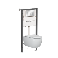 Комплект Подвесной унитаз PLAY Rimless + Система инсталляции Balance кнопка Square, хром глянцевый — фото 1, Комплекты унитаз + инсталляция