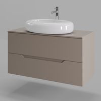 Orange Line Li-100TuLMDF+B08-640W тумба с раковиной подвесная 100 см, латте/белый Li-100TuLMDF+B08-640W — фото 1, Тумбы с раковиной