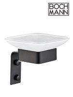 Мыльница CR-D01-04MB стеклянная с держателем из нержавеющей стали BOCH MANN, цвет черный BM10662 — фото 2, Мыльницы