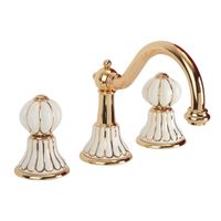 OLIVIA См-ль д/раковины, на 3 отв. излив "змейка", дон.клап."click-clack", бел.с золот.декором/золот 19031 — фото 1, Смесители для раковины