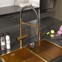 Смеситель Reflexion Lago RX9902GD для кухни с гибким изливом и подключением к фильтру, брашированное золото — фото 12, Смесители для кухни