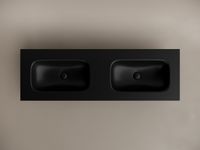 Раковина накладная мебельная Grace прямоугольная 1410x457x137 с двумя чашами без отверстий под смеситель, цвет черный матовый арт-CN7022MBwx — фото 3, Раковины накладные