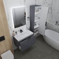 Тумба подвесная "БЛИСС-80 см" с 1 ящ. графит матовая (ум. Блисс-80 см.) 108048 — фото 4, Комоды и тумбы для ванной комнаты