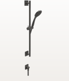 Душевой гарнитур, Gessi, Rilievo, размер штанги, мм-860, размер шланга, мм-1500, диаметр ручного душа, мм-100, цвет-Black Metal Brushed PVD арт-59242.707 — фото 1, Душевые гарнитуры на штанге
