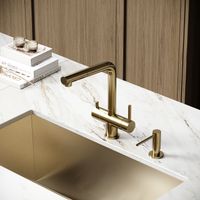 Смеситель для кухни SANCOS Spin с поворотным и вытяжным изливом, c краном для фильтрованной воды, цвет брашированное золото, арт. арт-SC4015BG — фото 3, Смесители для кухни