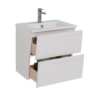 Тумба Lemark MIANO 60 см под 1 раковину, подвесная, 2 ящика, цвет корпуса, фасада: Белый глянец арт-LM06M60T — фото 1, Тумбы под раковину